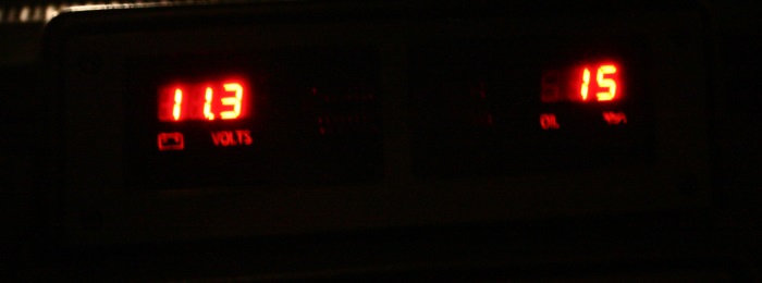 Digital gauges in the car at night